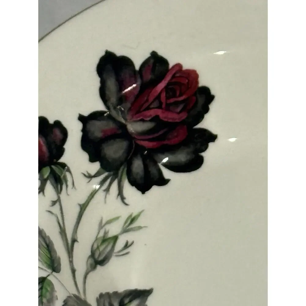 Royal Albert Black Rose Fine Bone China England 8” Rim Soup Bowls – Set of 8